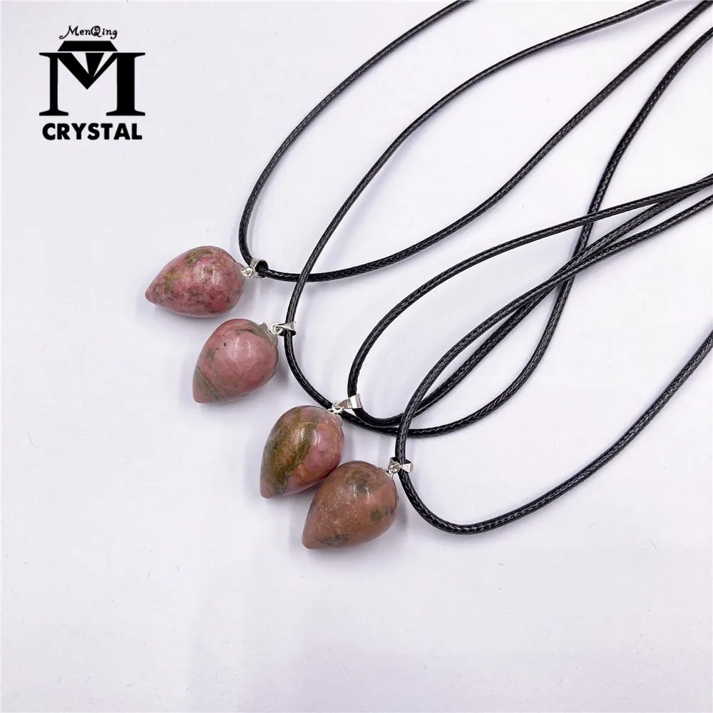 

1 шт. Подвеска из натурального камня Родонит с кристаллом, лечебное ожерелье из кристалла, ювелирные изделия для женщин, подарок