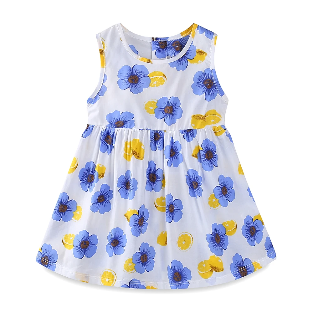 Летние платья для маленьких девочек LittleSpring милое платье без рукавов с принтом