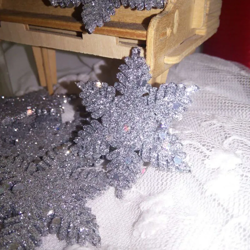 20 шт. 5 см серебряные блестящие пластиковые подвески в виде снежинок для