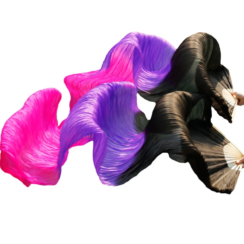 

Belly Dance Fan 1 Pair100% Real Silk/Imitation Silk Handmade Dyed Silk Dance Veils High Quality Silk Fans Pure Natural Silk Fan