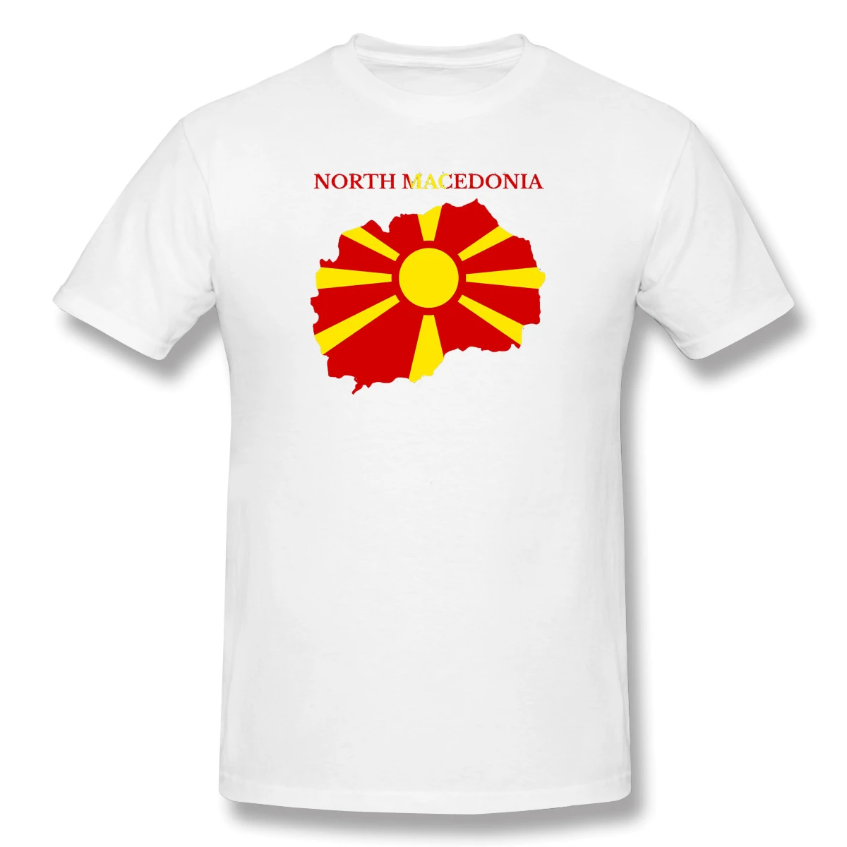 Карта флага Северной Македонии Патриотический Европа Белый Забавная рубашка для