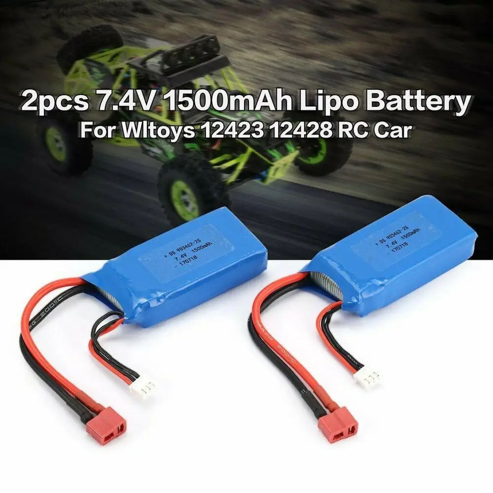 

2 шт./компл. 7,4 В 1500 мАч Lipo аккумулятор для Wltoys 12423 12428 гусеничная Автомобильная батарея, перезаряжаемая батарея