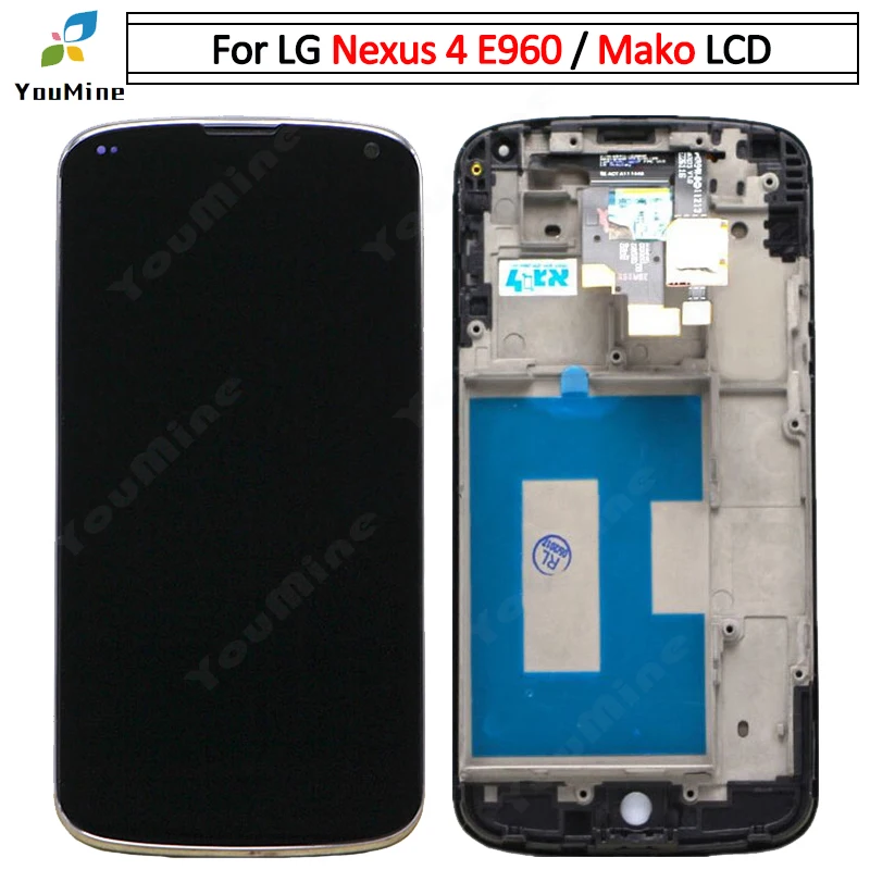 ЖК дисплей для LG Nexues 4 панель с дигитайзером сенсорного экрана в сборе + рамка Google