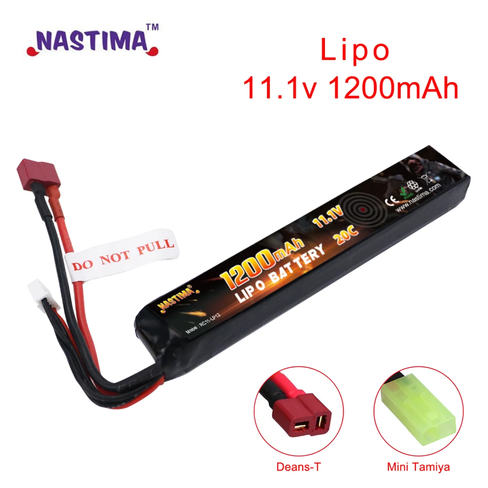 Батарея для страйкбола Nastima 11 1 В 1200 мАч 3S 20C LiPo с разъемом Mini Tamiya/Deans T AK47 MP5K MP5 Scar M249