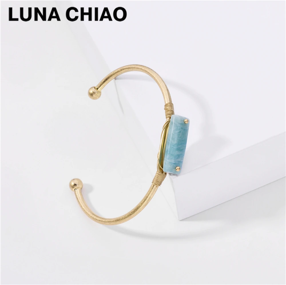 LUNA CHIAO винтажный изношенный Золотой прямоугольный женский браслет из