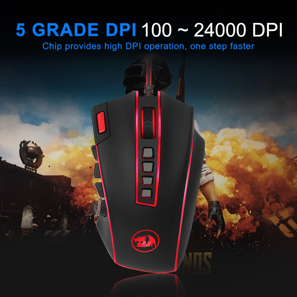 USB игровая мышь Redragon LEGEND проводная RGB подсветка 24000 DPI 24 кнопки программируемая