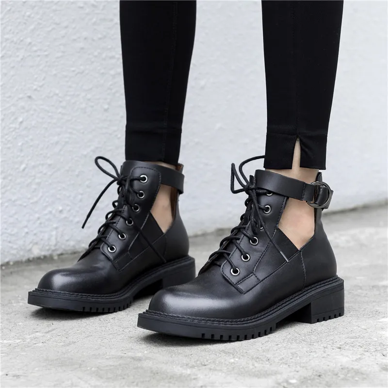 

Dilalula Hot Sale Brand Genuine Leather Cow Suede Ankle Boots Women Fashion Leisure Booties Female Martins Shoes Woman