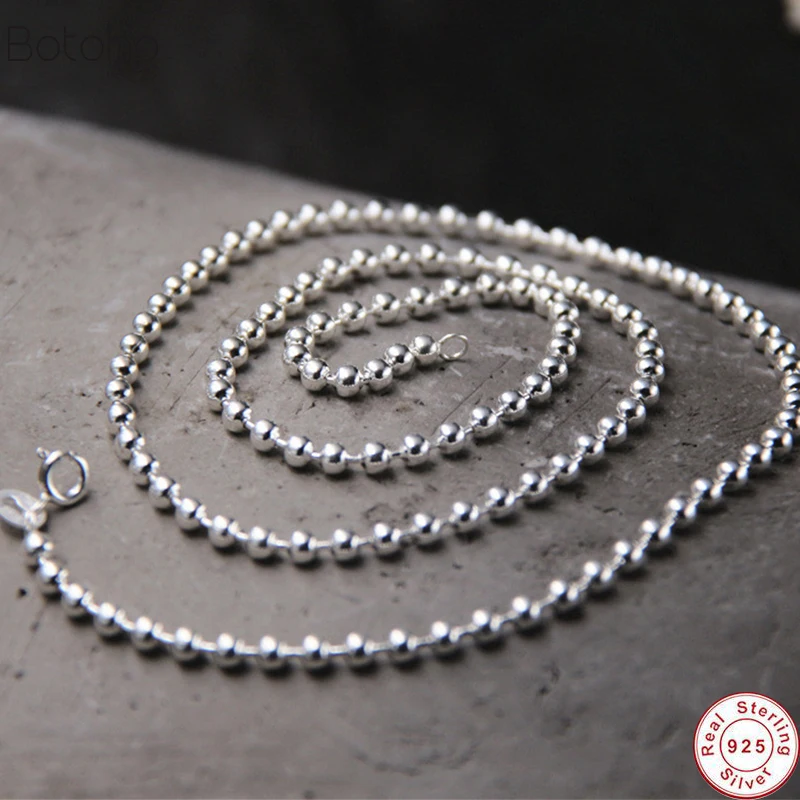 

Мужская Серебряная цепочка с цветными бусинами, 2/3 мм, серебро 925 пробы, цветные ювелирные изделия, длинные цепочки, ожерелья для мужчин и жен...