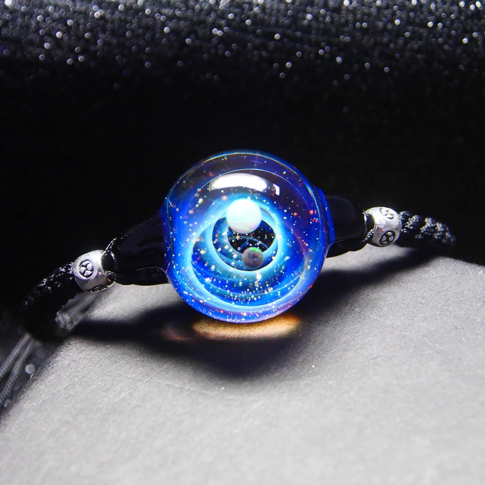 necklace 3 Вселенная планеты стеклянные браслеты из бисера и браслеты галактика модные ювелирные изделия галактика солнечной системы браслет для женщин Рождество - Окраска металла: necklace 3