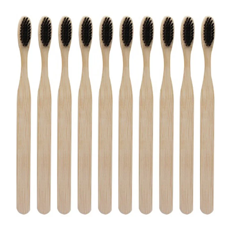 

20 Pcs Environmentally Wood Bamboo ToothBrush Bamboo Fibre Wooden Handle Tooth Brush Whitening, 10 Pcs Transparent & 10 Pcs Blac