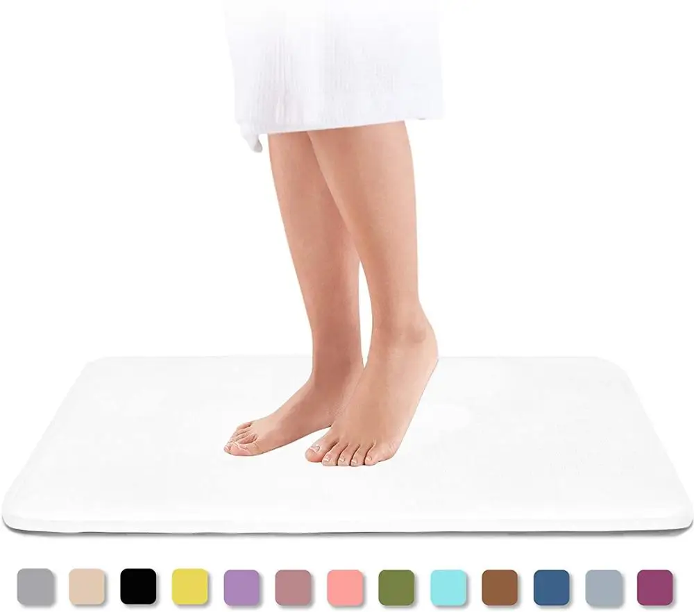 

Home Non-Slip Mat Bathroom Carpet Soft Coral Fleece Memory Foam Rug Pad Kitchen Toilet Floor Decor Washable