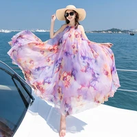 3 colors women maxi chiffon floral dress summer 2022 runway fairy elegant party dress boho tropical beach vacation sundress new