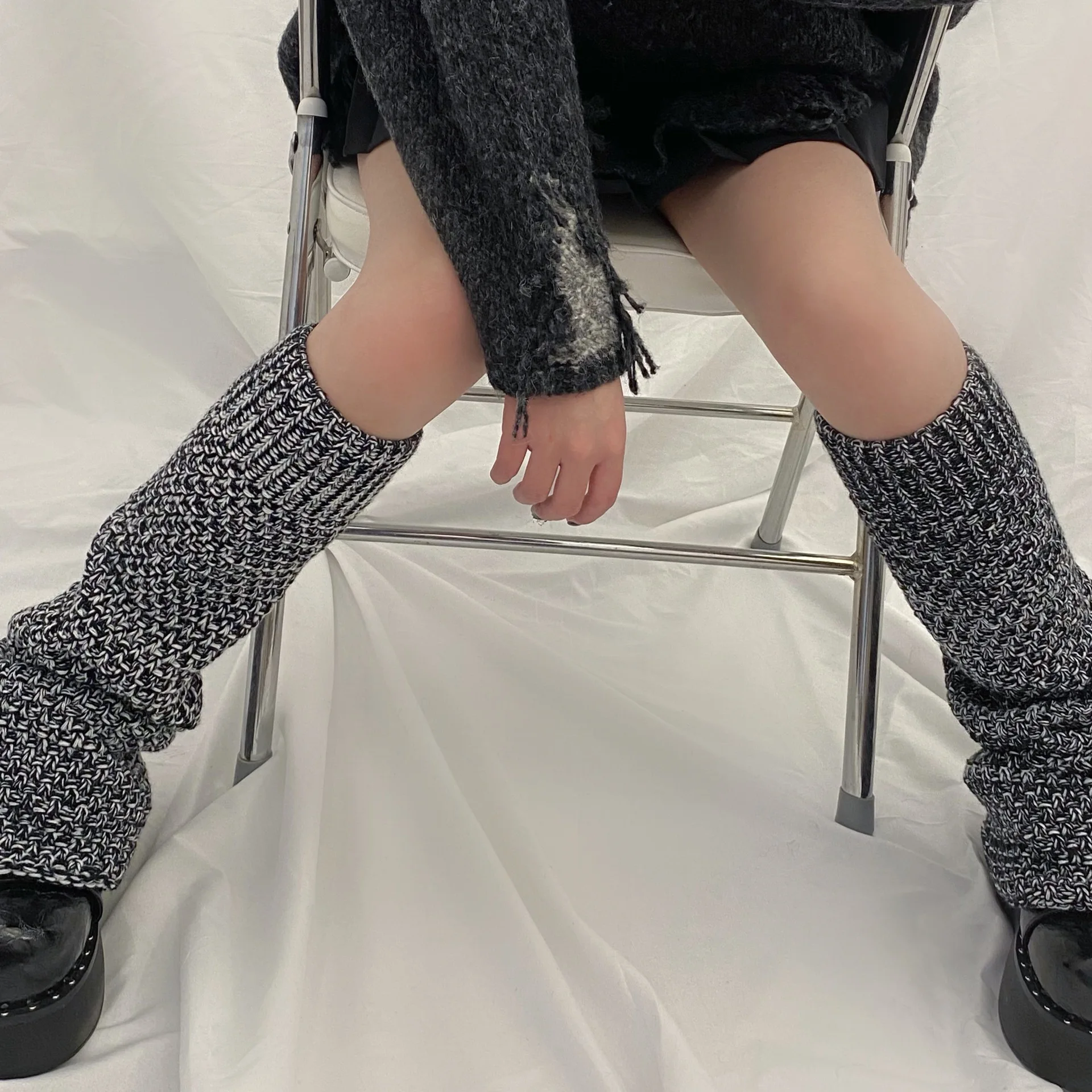 

Autumn and winter tide cool wide-leg flared socks checkerboard Y2K can be sweet but hot millennium hot girls knee pads to keep w