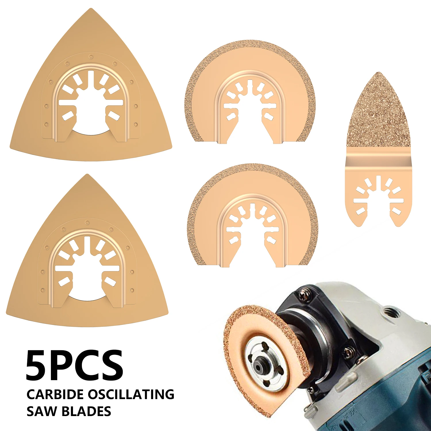 

5Pcs Carbide Diamond Oscillating Saw Blades Set For Quick Change Multi-tools Tile Prorous Concrete Cement Ceramics Cutter