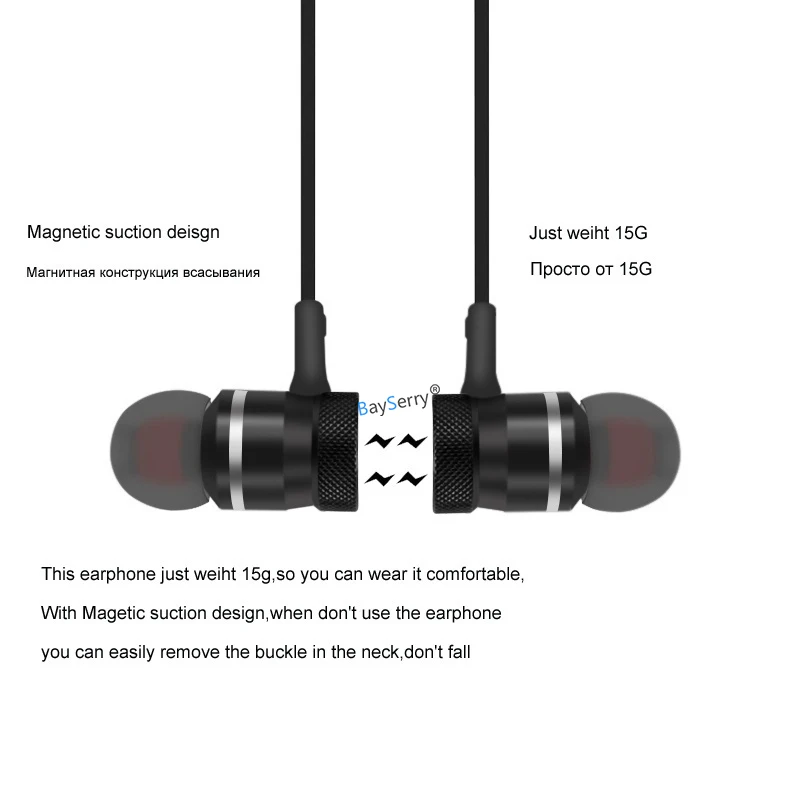 BaySerry XT6 Bluetooth наушники спортивные магнитные беспроводные для iPhone 11 Pro X XS 7 стерео