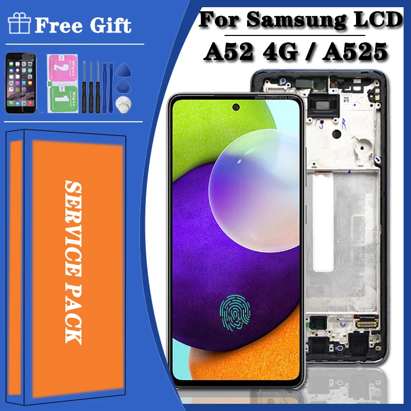 

6,5 "Оригинальный сенсорный ЖК-экран для Samsung Galaxy A52 4G A525, дигитайзер в сборе для Samsung A525F A525M A525F/DS A525M/DS LCD