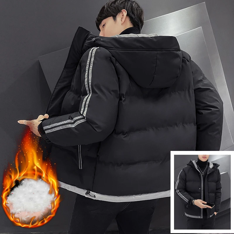 2021 Winter Quality Down Jacket Male Casual Streetwear Turn Down Collar Slim Fit Coat Men Clothing Size M-4XL