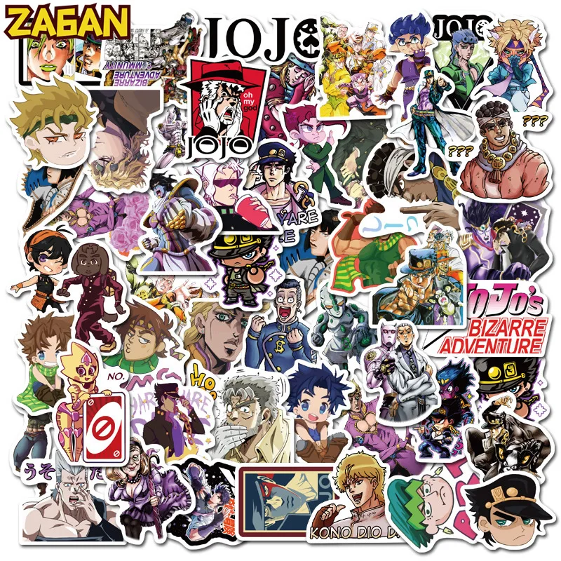 Pegatinas de guitarra de Anime para ordenador port&aacute;til, equipaje de monopat&iacute;n impermeable de PVC, pegatina de Graffiti Chico, 10/30/50 Uds. Por paquete la extra&ntilde;a aventura de Jojo-0