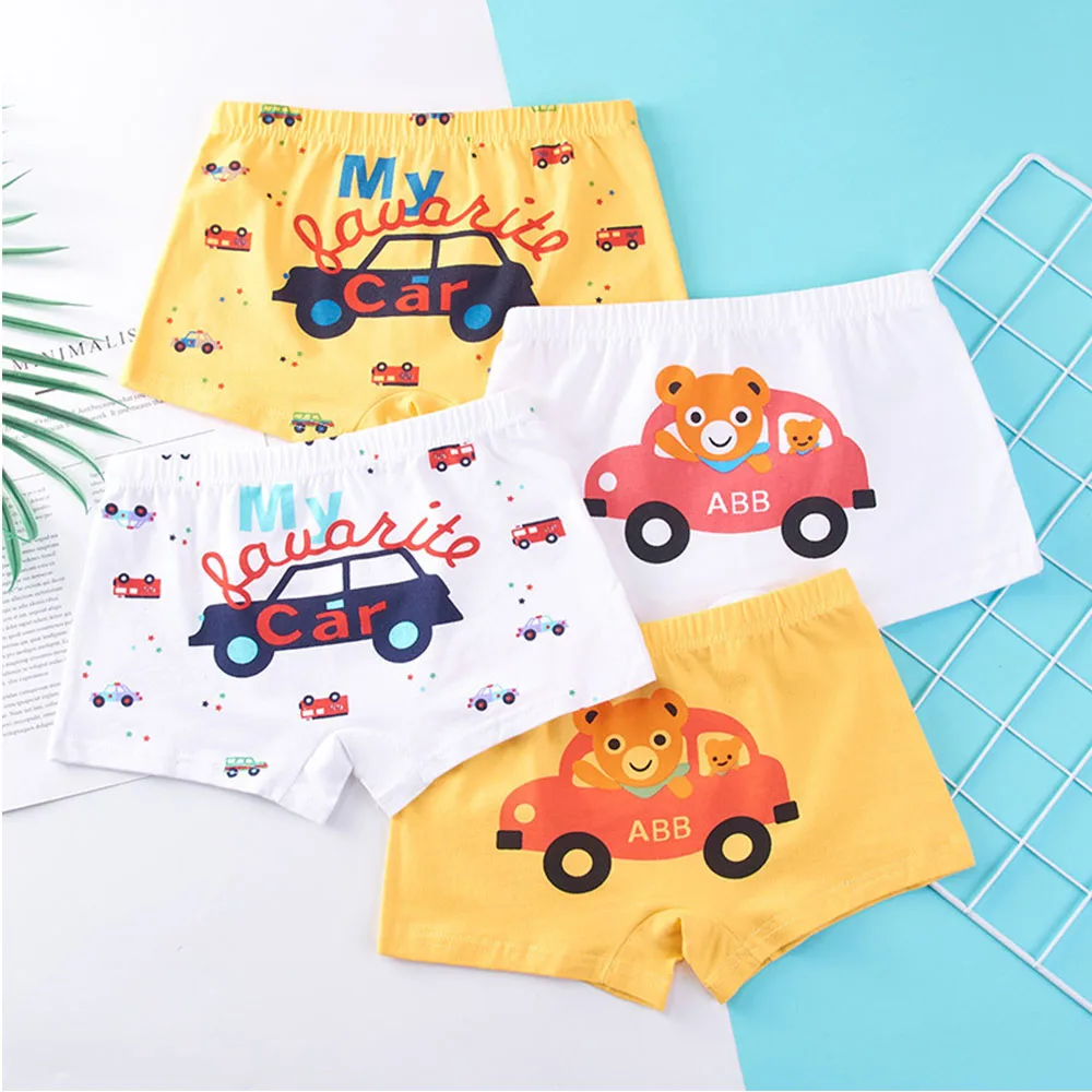 Ropa interior infantil para ni&ntilde;os, pantalones cortos de dibujos animados, calzoncillos de algod&oacute;n suave, bragas con patr&oacute;n de coche, 4/5 unids/lote-3