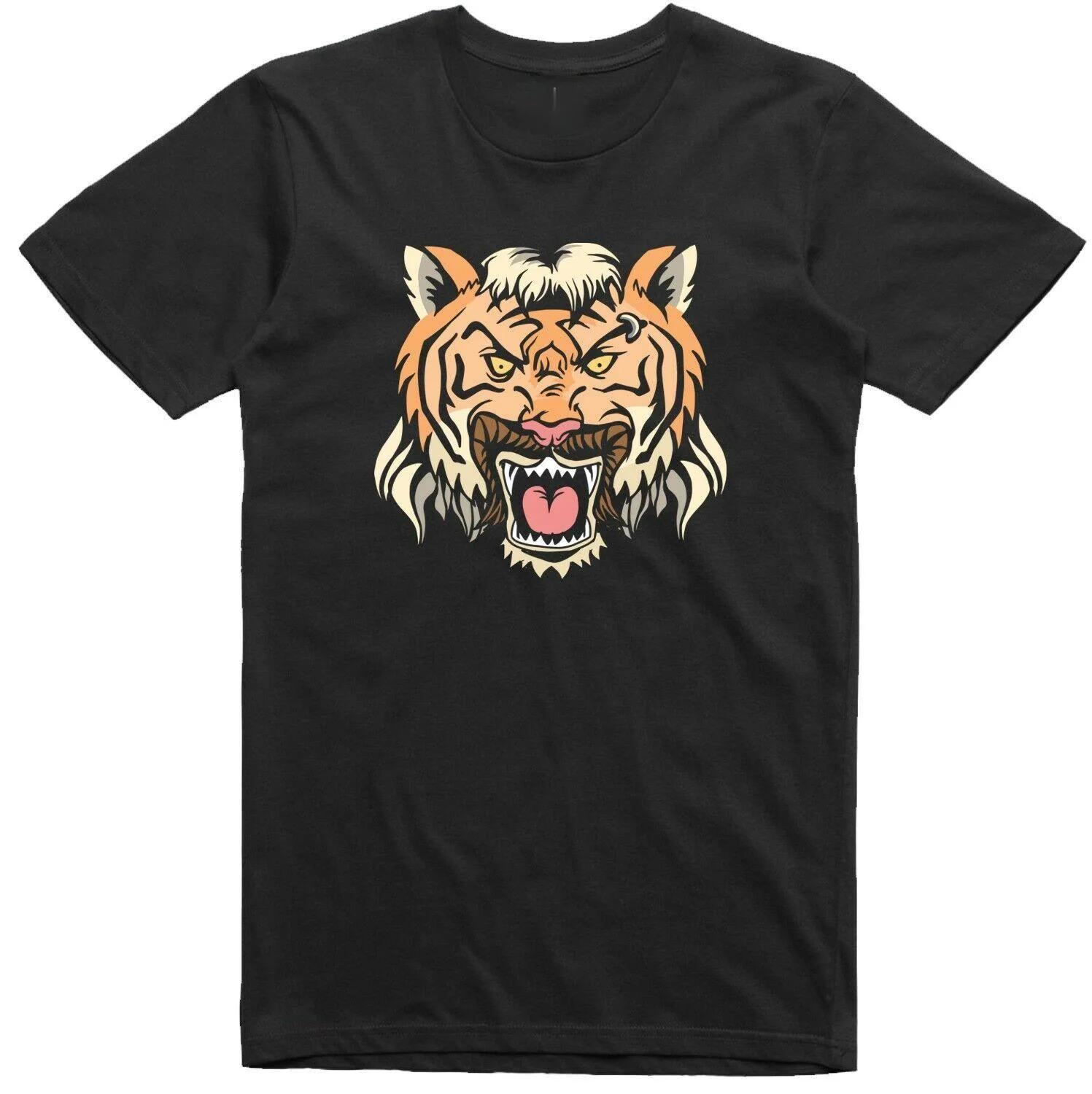 

Fun Tiger Cartoon Print Men's Summer Cotton O-neck T-shirt new