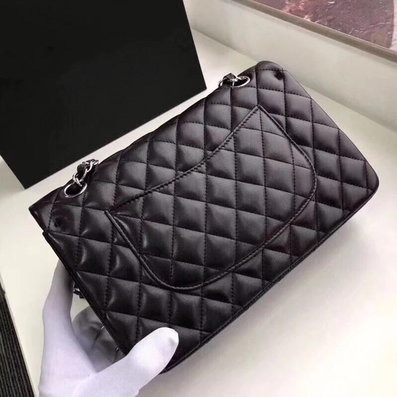 

2021 quality lady MESSENGER BAG 100% genuine leather double flap handbag caviar leather lady shoulder bag lady purse lady bag