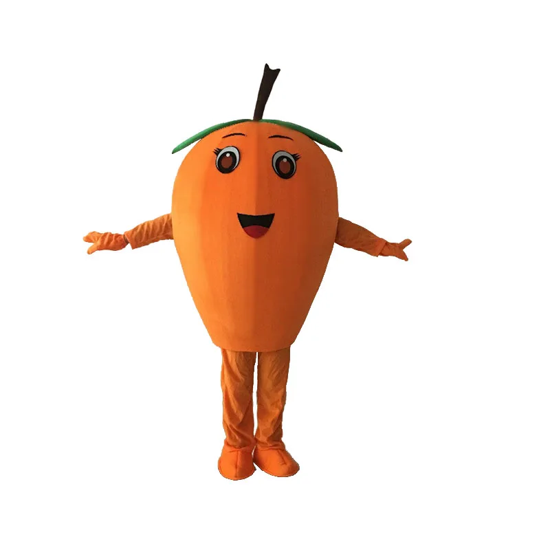 

New Mascot Tasty Orange Loquat Mascot Costume Cartoon Character Mascotte Green Leaves Brown Stipe Apparel