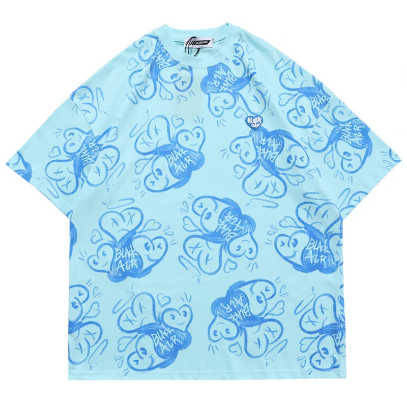 

Mens Oversize Heart T-Shirt Unisex Hiphop Short Sleeve tshirts 2021 Summer O-Neck T shirts 100%Cotton Couple Tops Tees