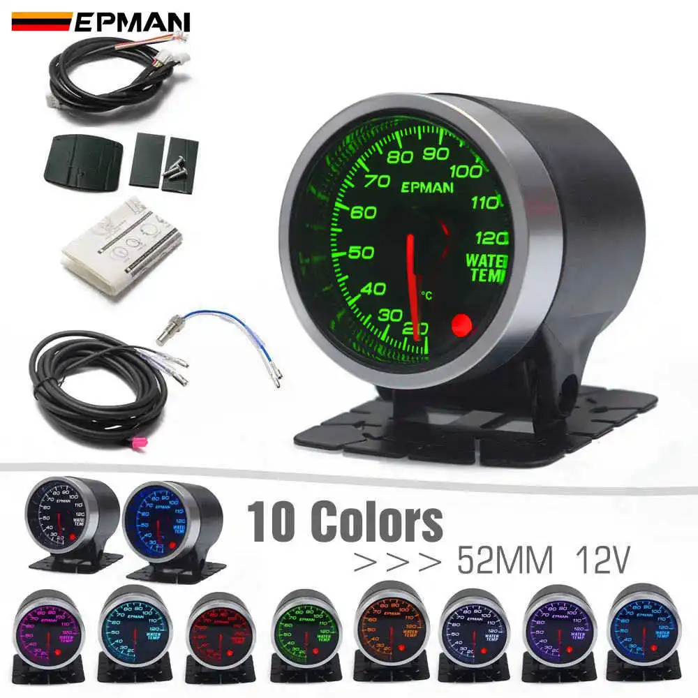 EPMAN-medidor de temperatura de agua para coche de carreras, retroiluminación de 2 