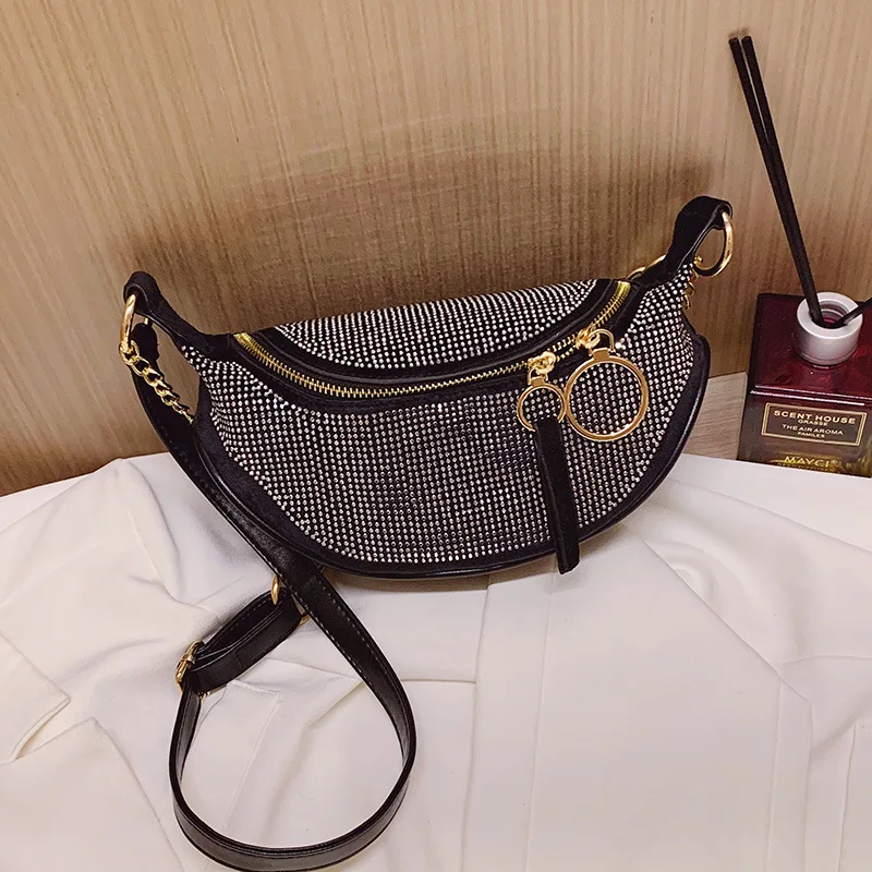 

Diamonds Chest Bags For Women 2020 Fashion Women's Waist Bag Fanny Pack Handbags Pu Leather Small Waist Packs For Girls Female