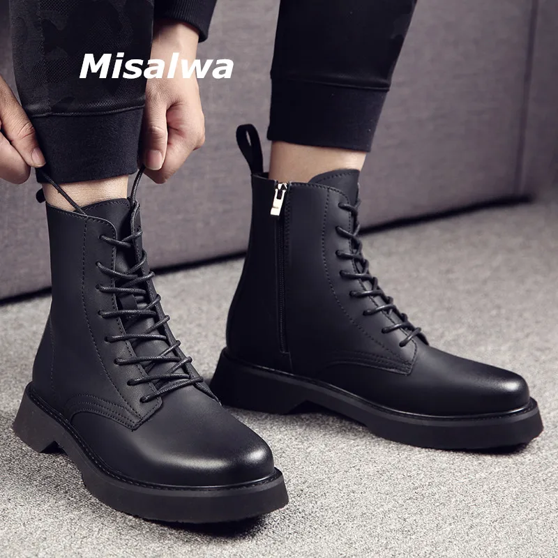 Misalwa/винтажные мужские модные ботинки с круглым носком Черные классические