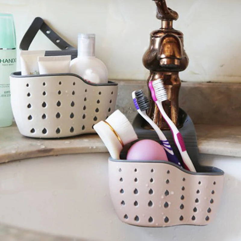 

Sink Shelf Soap Sponge Drain Rack Silicone Storage Basket Bag Faucet Holder Adjustable Bathroom Holder Sink Kitchen Tools