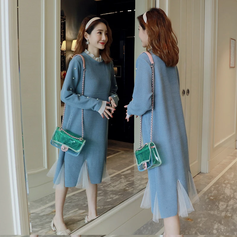 Платья для кормления грудью свитер наряды Одежда беременных осенний женщин