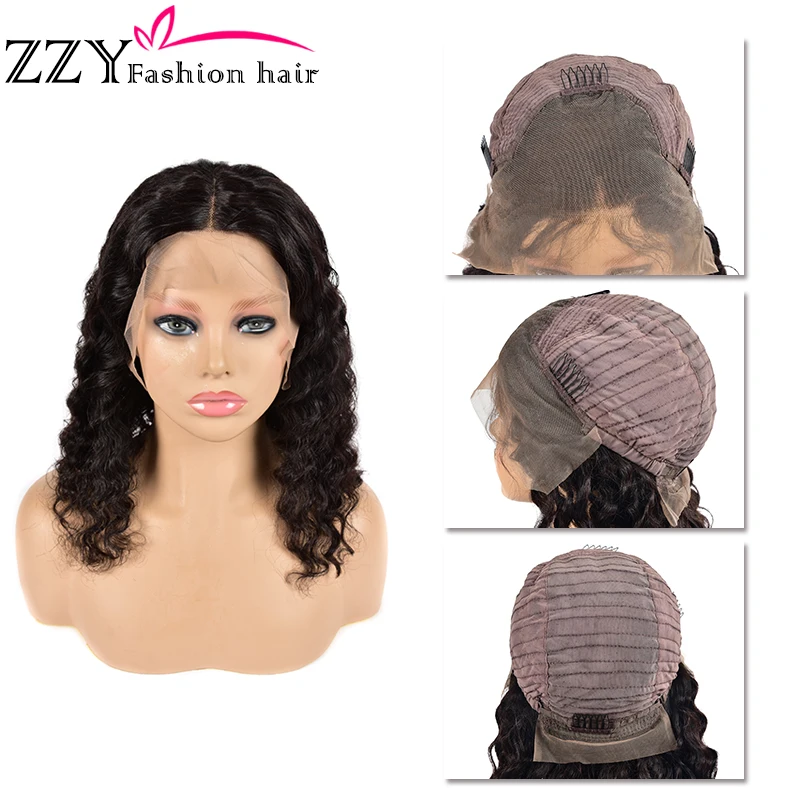 Парик ZZY Fashion 13x4 из человеческих волос с глубокой волной 150 плотность|Парики