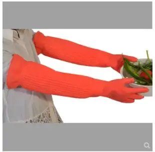 

One Lengthen Thickening Latex Dishwashing Laundry Housework Waterproof Clean Rubber Gloves 56cm Wearable