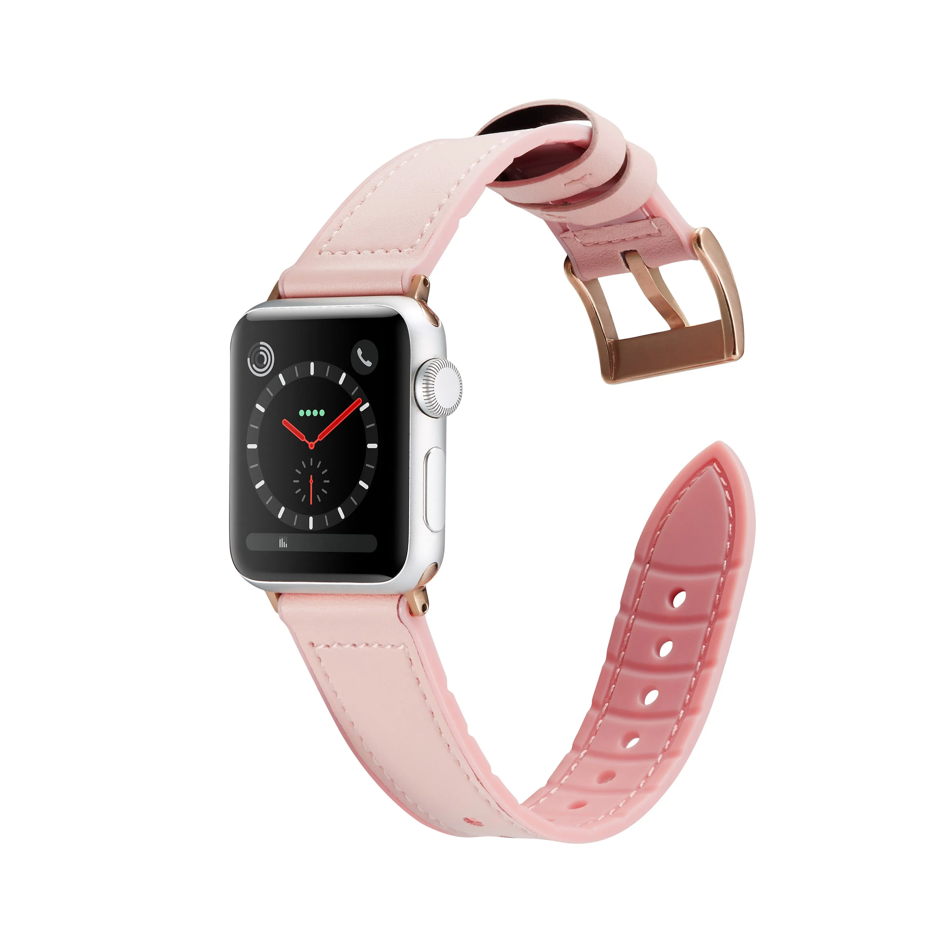 Ремешок для часов 40/44 мм Apple Watch Series 5 4 3 браслет из мягкой резины с кожаным ремешком