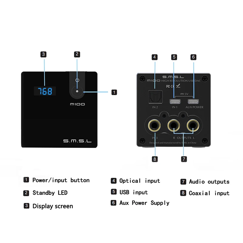 SMSL M100 аудио DAC USB AK4452 Hifi dac декодер DSD512 Spdif Amp XMOS XU208 цифровой усилитель оптический