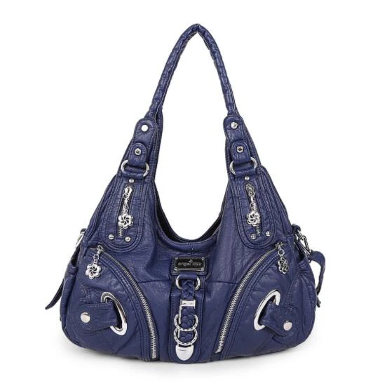 Dark blue Дизайнерские женские сумки Angelkiss, женские Сумки из искусственной кожи, дамские портативные сумки на плечо, офисные женские сумки - Цвет: Dark blue