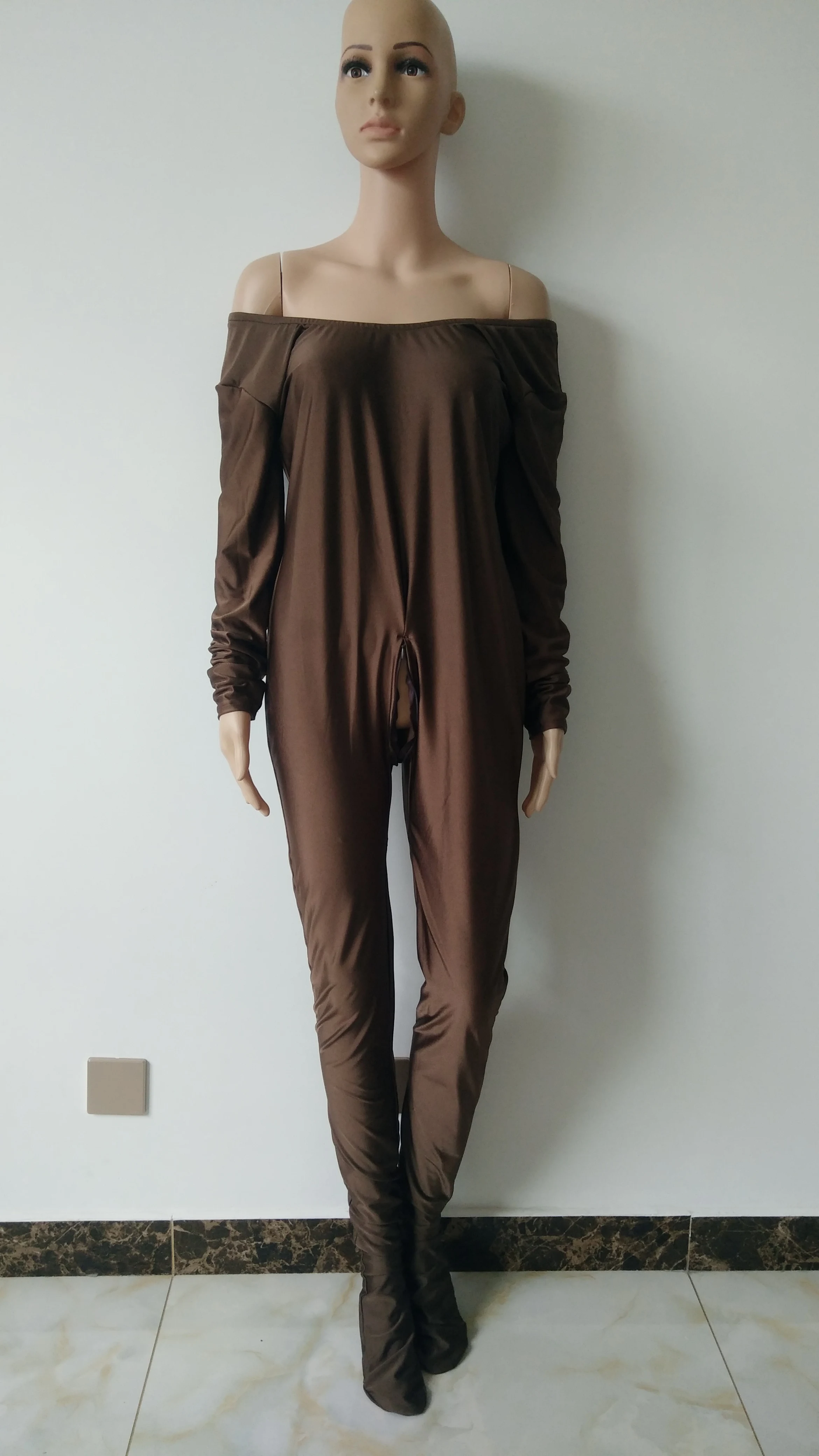 Темно коричневый женский комбинезон из спандекса костюмы для девочек