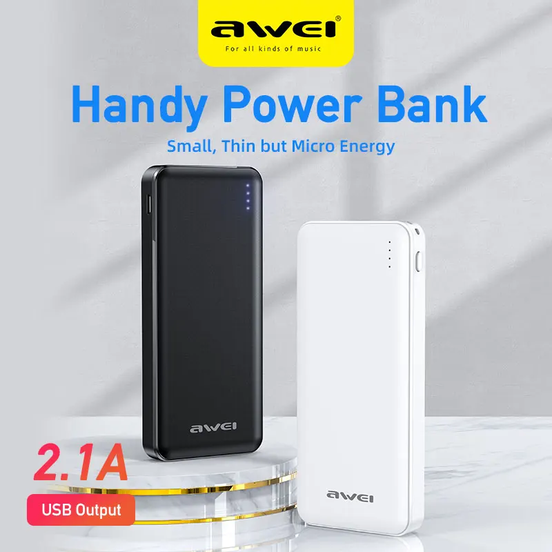 

Awei P3K 5000mAh Portable Power Bank Type A USB Charging Mobile PowerBank 2.1 A Super Mini For Travel Business LED Display