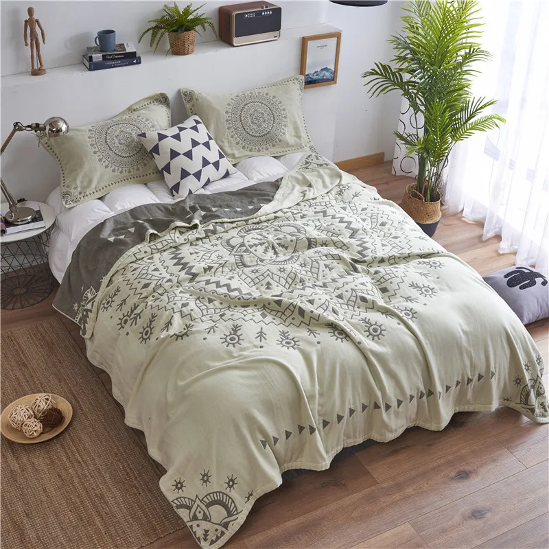 Японское шифоновое Хлопковое полотенце одеяло четырехслойная кровать Мандала