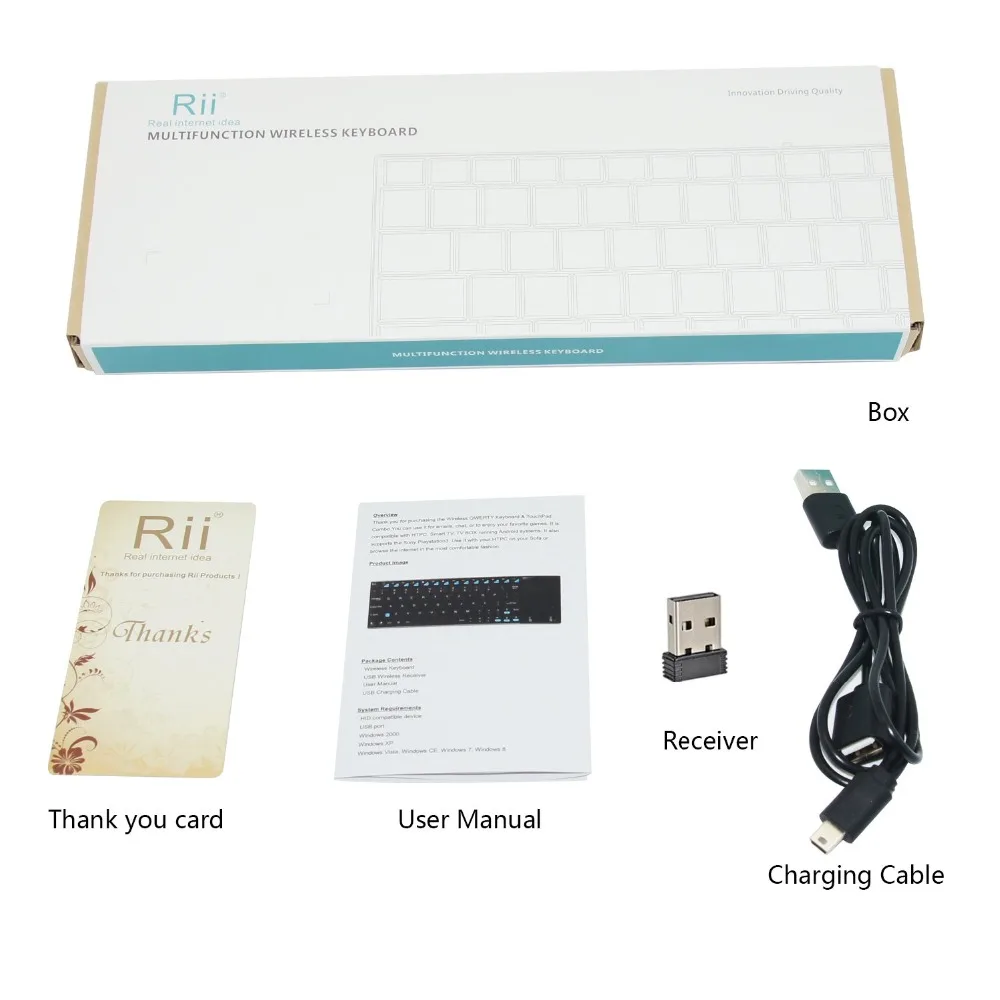 

French (AZERTY) Rii i12+ Wireless Mini Keyboard With Touchpad Mouse for PC Tablet Android TV Box Windows