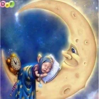 DPF 5D алмазная живопись сделай сам, круглая Алмазная вышивка Луна, Набор для вышивки крестиком, украшение для дома, подарок