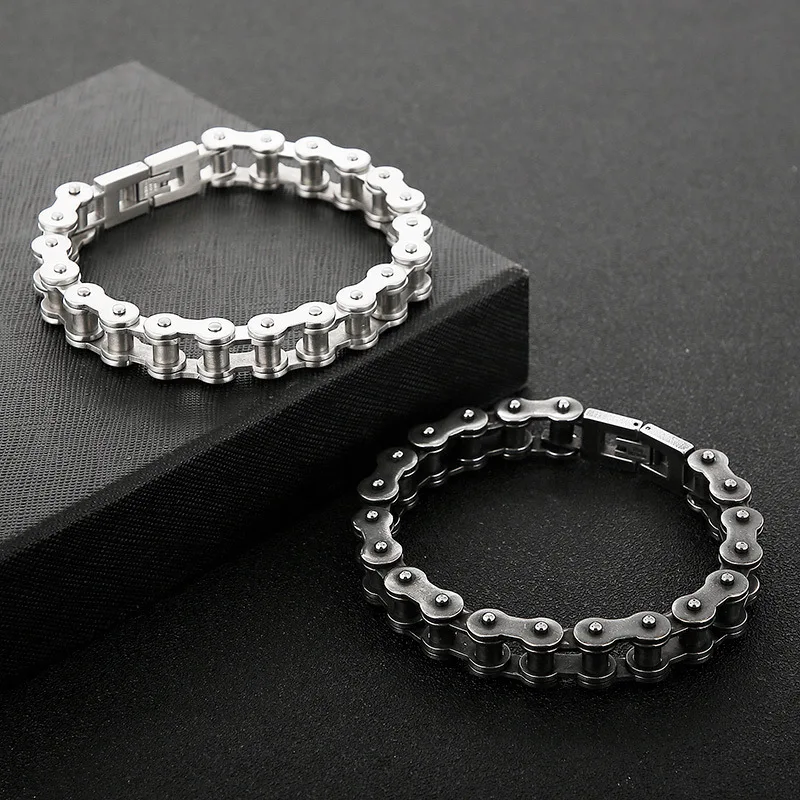 Радужный Байкерский браслет из нержавеющей стали для мужчин и женщин