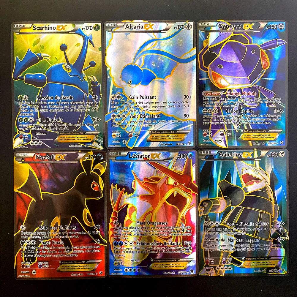 100 шт. французская версия карт покемона блестящая игра без повторов карточка GX EX