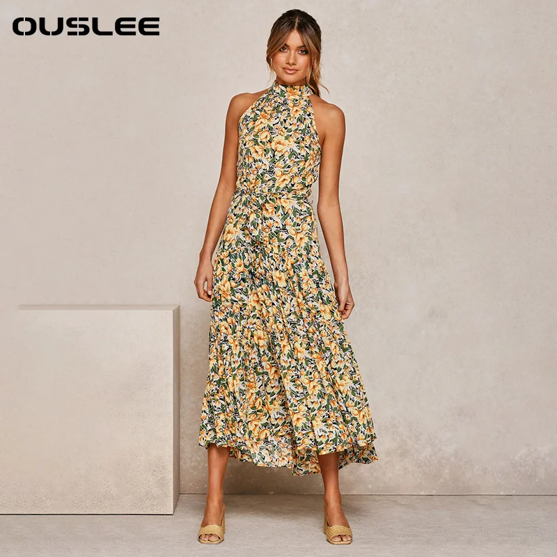 Платье OUSLEE женское повседневное длинное в стиле бохо элегантное вечернее