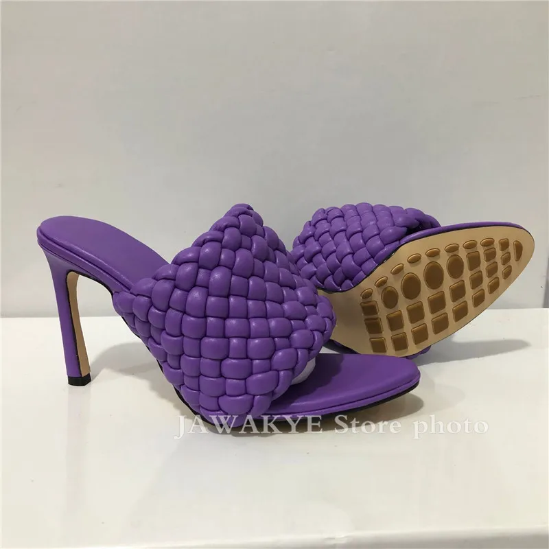 2020 Hot Selling High Heel Mules Designer Padded Leather Open Toe Slippers Plus Size Stiletto summer Women T-show Party shoes | Обувь