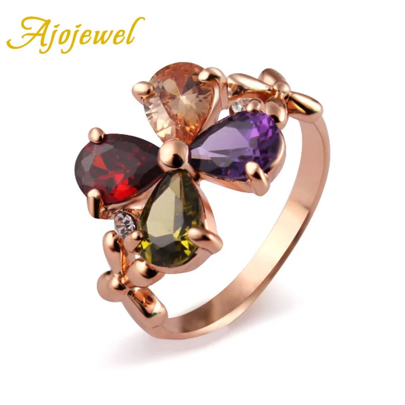 Размеры 7 9 Элегантные AAA кубический циркон цветок кольца для женщин годовщина