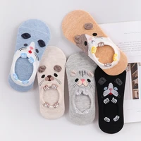 5 pairslot women socks candy color small animal cartoon pattern boat sock for summer breathable casual girls funny fashion