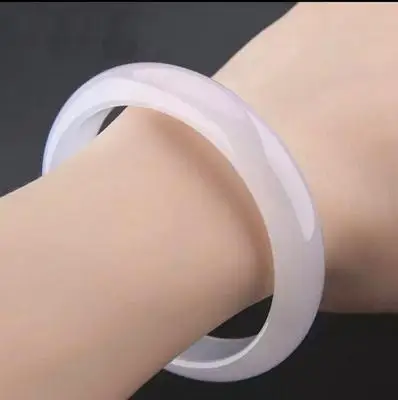 Ювелирные изделия Zheru белый браслет из агата халцедона 54-62 мм Элегантные