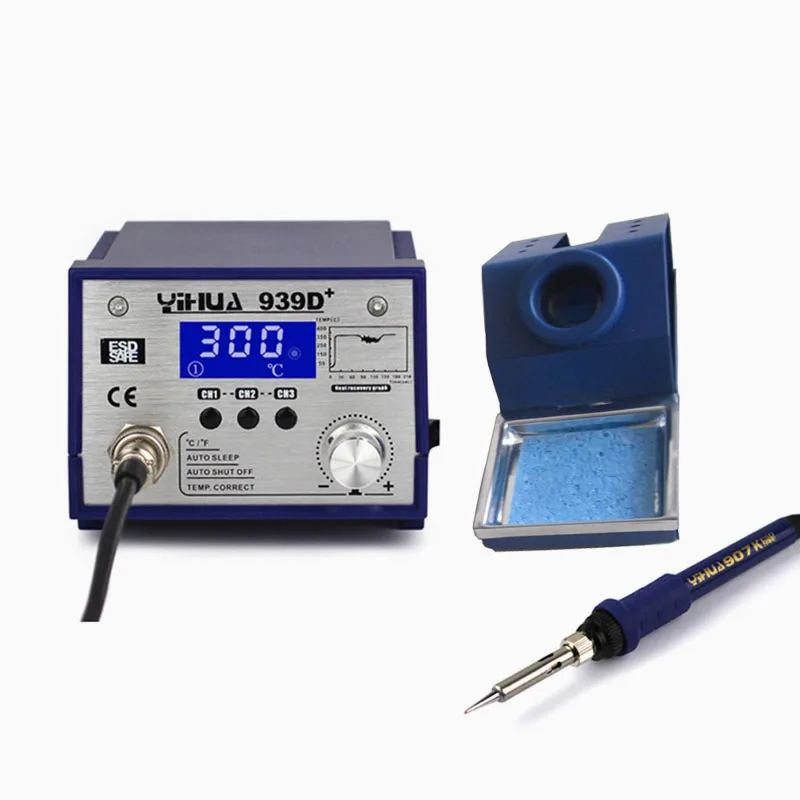 YIHUA 939D Plus 75W High Power Soldering Iron Station 3 Storage Sections Alloy Panel Smart Design | Инструменты